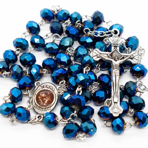 Deep blue crystal beads rosary - deep,